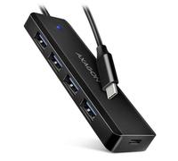 Axagon Hub USB-C de voyage HUE-C1C Superspeed 4× USB 3.0 – 20 cm – Noir