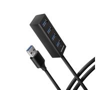 Axagon HUE-M1AL Hub USB 3.2 Gen 1 Type-A Aluminium Noir - 4 Ports USB 3.2 Gen 1 Type-A - Taux de transfert 5000 Mbit/s - Compatible Windows/macOS/Linux/Android/iOS