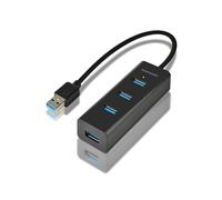 Axagon HUE-S2B Hub USB 3.2 Gen 1 Type-A 4 ports, Taux 5000 Mbit/s, Boîtier plastique noir, Compatible Windows/macOS/Linux, Câble 0.3m