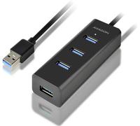 Axagon Hub USB HUE-S2BL - 4 ports Type-A USB 3.0 5000 Mbit/s, alimenté, câble 1,2 m noir