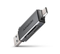 Lecteur de cartes Axagon CRE-DAC USB 3.0 Type-A/Type-C 5 Gbps, 2 slots SD/microSD, Gris, Aluminium, compatible Windows/macOS/Linux/Android/iOS