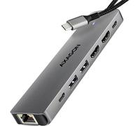 AXAGON Station daccueil USB-C® AXAGON HMC-7HX2 USB-Hub, 2x USB-A, 1x USB-C, 2x HDMI 2.0, 1x RJ45, 100 W PD Convient pour les marques: universel avec fonction