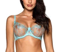 Axami Soutien-Gorge Non-Rembourré Tulle Brodé V-10131, Bleu Ciel,90E