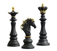 Axaooqeld Lot de 3 figurines de bureau Reine Statue Objet de collection Modèles sculpturaux de pièces d'échecs Résine A
