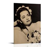 AXAYNIMD Olivia De Havilland Poster décoratif sur toile rétro avec motif floral élégant et imprimé de femmes - Décoration murale moderne pour chambre à coucher - 20 x 30 cm