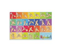 AXCAUAOY ASL Alphabet Poster for Kids, Sign Language Educational Chart for Classroom Wall Decor, Inclusive Learning Poster for Preschool Homeschool Nursery(Framed,08x12inch(20x30cm))