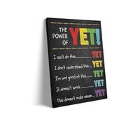 AXCAUAOY Motivational Power of Yet Poster, Encouraging Growth Mindset Chalkboard Art for Elementary Classroom and Children's Counseling Room(Framed,08x12inch(20x30cm))
