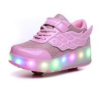 Axcer LED Chaussures de Skateboard USB Recharger 7 Couleurs Clignotante Chaussure de Sport à Rouleau Multisports Outdoor Running Sneaker Automatiques Rétractables avec roulettes Baskets Mode