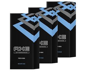 AXE 3 x Aftershave Marine Fresh Aqua Je 100ml for Men Rasierwasser für den Mann
