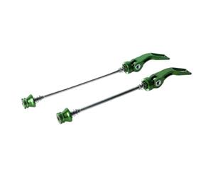 Axe à dégagement rapide en alliage d'aluminium pour VTT, design forgé CNC pour une résistance optimale et un poids léger (vert)