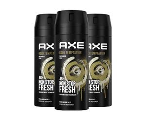 Axe Bodyspray Gold Temptation Déodorant sans aluminium pour une protection efficace contre les odeurs corporelles pendant 48 heures 150 ml Lot de 3
