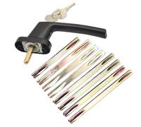 Axe carré en fer pour poignées de porte, longueur 85-130 mm avec goupille galvanisée de 8 mm, fixation crantée sécurisée pour une fixation stable