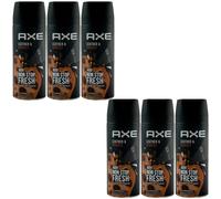 Axe CUIR & BISCUITS 6 x 150ml pour Homme 48H Protection Spray Déodorant Corps