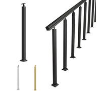 Axe de garde-corps en métal réglable à angle de 270° pour terrasse de porche et escaliers - Balustres carrés dorés avec piliers de garde-corps à montage au sol, hauteur de 89,9 cm, utilisation en