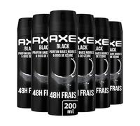 AXE Déodorant Homme Spray Black, 48h non-stop frais, Parfum baies noires et bois de cèdre (Lot de 6x200ml)