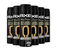 AXE Déodorant Homme Spray Magnum Gold Caramel Billionnaire, 48h non-stop frais, Parfum de caramel gourmand (Lot de 6x200ml)