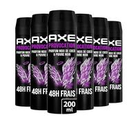 AXE Déodorant Homme Spray Provocation, 48h non-stop frais, Parfum noix de coco et poivre noir (Lot de 6x200ml)