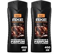 AXE - Gel Douche Homme 5en1 - Dark Temptation - 24h Hydratant - 87% d'Ingrédients d'origine naturelle - parfum chocolat gourmand - 400ml (Lot de 2)