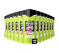 AXE - Gel Douche Homme 5en1 Epic Fresh - 24h Hydratant - 87% d'Ingrédients d'origine naturelle - parfum ananas & pamplemousse - lot de 12x250ml