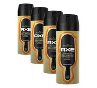 Axe Gold Caramel Billionaire Limited Edition Déodorant sans aluminium pour lutter contre les bactéries et les odeurs désagréables 150 ml (Lot de 4)