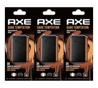 AXE Lot de 3 désodorisants pour voiture Dark Temptation, 30 jours de fraîcheur intense, design élégant, discret et durable pour un voyage rafraîchissant et sophistiqué