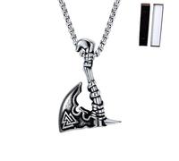 Axe Pendant Necklace for Men Women,Antique Silver-Plated & Bronze-Plated Alloy,24 Inch Chain,Amulet Jewelry (silver)
