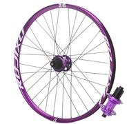 Axe Traversant Roues Avant/arrière 26/27,5/29 Pouces HG Paire De Roues for VTT Jeu De Roue À Frein À Disque Alliage D'aluminium Jante 32H 7-12S AM DH(Rear 148 * 12mm,Purple_26")