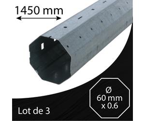 Axe volet roulant - Octogonal 60 x 0.6 - 1450 mm - Lot de 3