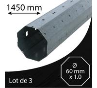 Axe volet roulant - Octogonal 60 x 1.0 - 1450 mm - Lot de 3