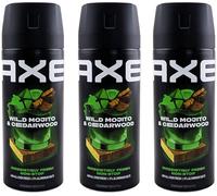 Axe WILD MOJITO Spray Déodorant Homme 3 x 150ml 48H Sans Aluminium