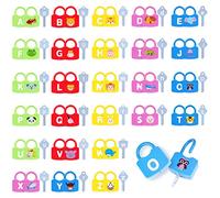AXEARTE Montessori Lot de 26 serrures et clés d'apprentissage de l'alphabet pour les tout-petits - Jeu de 26 serrures et clés - Jouets sensoriels pour enfants avec habiletés motrices