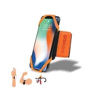 AXELENS Bracelet, Bras et Guidon Vélo 3 en 1 Support Smartphone Universel jusqu'à 7'' Pouces avec Rotation 360° Gym Jogging Cyclisme compatibles iPhone, Samsung, Xiaomi - Orange