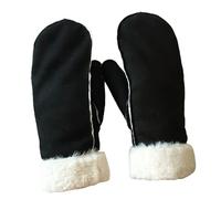 AXELENS Gants d’Hiver Femme Élégants en Cuir Suédé Écologique - Moufles Chaudes avec Doublure Polaire et Poignet en Fausse Fourrure - Taille S/M_Noir