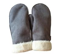 AXELENS Gants d’Hiver Homme Élégants en Similicuir Suédé Écologique - Moufles Chaudes avec Doublure Polaire et Poignet en Fausse Fourrure - Taille L/XL_Gris