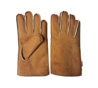 AXELENS Gants d’Hiver Homme Élégants en Similicuir Suédé Type Mouton - Chauds avec Doublure Polaire et Design Coupe-Vent - Taille L/XL_Marron
