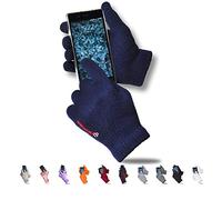 AXELENS Gants d’Hiver Tactiles Femme et Homme - Tricotés avec Doublure Polaire Douce - Gants Tactiles Capacitifs pour Smartphone et Tablette - Taille Unique_Bleu