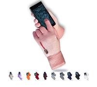 AXELENS Gants d’Hiver Tactiles Femme et Homme - Tricotés avec Doublure Polaire Douce - Gants Tactiles Capacitifs pour Smartphone et Tablette - Taille Unique_Rose