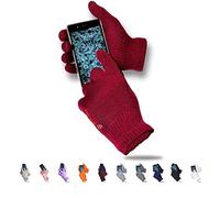 AXELENS Gants d’Hiver Tactiles Femme et Homme - Tricotés avec Doublure Polaire Douce - Gants Tactiles Capacitifs pour Smartphone et Tablette - Taille Unique_Rouge