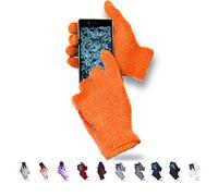 AXELENS Gants d’Hiver Tactiles Femme et Homme - Tricotés avec Doublure Polaire Douce - Gants Tactiles Capacitifs pour Smartphone et Tablette - Taille Unique_Orange