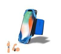 AXELENS Universel Poignet et Brassard Support Smartphone 2 en 1 jusqu'à 7 '' Pouces avec Rotation à 360 ° Gym Jogging Cyclisme compatibles iPhone, Samsung, Xiaomi - Bleu Ciel