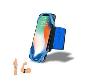 AXELENS Universel Poignet et Brassard Support Smartphone 2 en 1 jusqu'à 7 '' Pouces avec Rotation à 360 ° Gym Jogging Cyclisme compatibles iPhone, Samsung, Xiaomi - Bleu Ciel