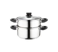 Axentia 220690 Cuiseur Vapeur à 2 Niveaux Métal Argent 20 cm, 6 L