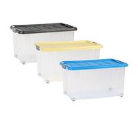 Axentia 235874 Caisse Unibox avec couvercle et roues, 60 x 40 x 34 cm, 55 l - Quantité: 1