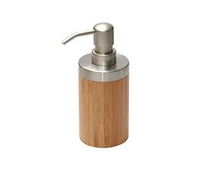 Axentia 282333 Bonja Distributeur de Savon Liquide Métal/Bambou Marron 6,5 x 6,5 x 16,5 cm