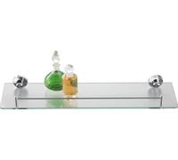 Axentia Bad 282101 Tablette de salle de bains, chromée, avec fond en verre et tringle, 50 x 14 cm