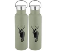axentia Bouteille Isotherme Davos, Bouteille d’Eau en Acier Inoxydable pour Boissons Chaudes et Froides, Gourde Inox à Double Paroi 600 ml, Taupe (Lot de 2)