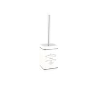 axentia Ensemble Brosse de Toilettes avec Support, Accessoire de Salle de Bains en Céramique, Poignée en Acier Inoxydable, env. 10,5 x 10,5 x 37 cm, Blanc