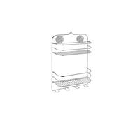 axentia Étagère de Douche à Ventouse Cassandra, Panier de Stockage Salle de Bains Chromé, Rangement 2 Tablettes de Douche Fixation sans Perçage, Argenté