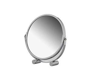 axentia Miroir Cosmétique Grossissant 3x, Miroir de Maquillage Rasage Double Face, Miroir à Poser Chromé, 17 x 0,2 x 17 cm, Miroir sur Pied Pivotant à 360° pour Salle de Bain