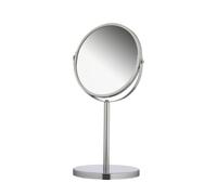 axentia Miroir Cosmétique sur Pied Double Face, Miroir de Maquillage Rond 1x et 3X Grossissement, Miroir de Rasage Pivotant, env. Ø 17 cm, Argenté